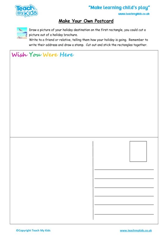 Worksheets for kids - make-your-own-postcard